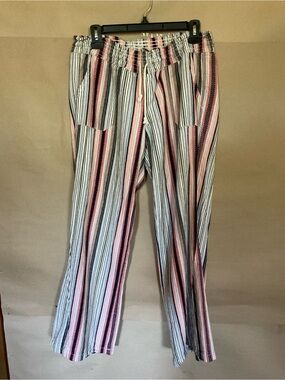 Kiss & Cry Striped Drawstring Pants - Pink & Blue. Size L